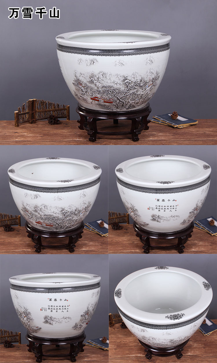 Jingdezhen ceramic aquarium pet gold fish tank water lily basin bowl lotus lotus cylinder cylinder tortoise GangPen sitting room place the flood water