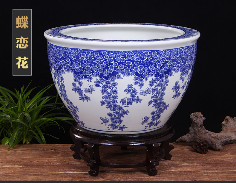 Jingdezhen ceramic basin tortoise cylinder lotus fish tank water lily bowl lotus large penjing garden balcony cylinder