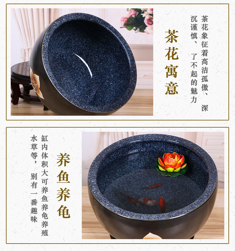 Jingdezhen ceramic aquarium raising goldfish bowl lotus lotus basin tortoise cylinder tank sitting room place lotus