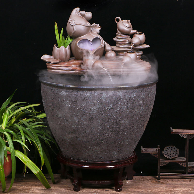 Large ceramic aquarium circulating water tank sitting room balcony ground household lotus goldfish bowl