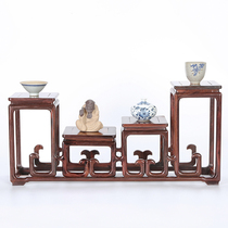 Red acid branch wood carving high and low handicrafts Small Bo ancient rack Qishi Teapot incense burner Duobao Pavilion Antique display shelf