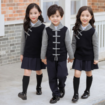 Kindergarten Garden Clothing Spring Autumn Clothing Yinglun College Wind Kids Class Sweater Sweater Three Sets Elementary School Uniforms Suit Han