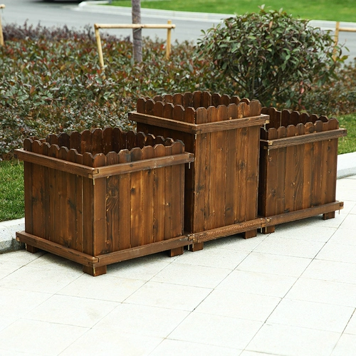 Антикоррозивная деревянная цветочная коробка Карбонизированная сплошная деревянная котла