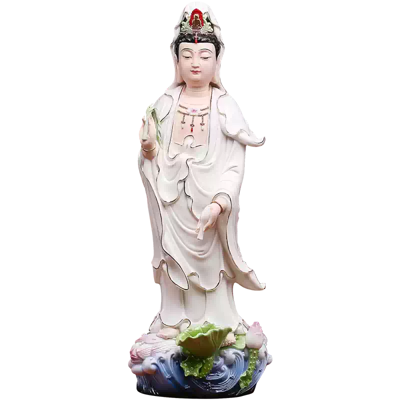 造趣德化白瓷滴水观音菩萨佛像家居佛堂供奉陶瓷观音像观世音摆件-淘宝