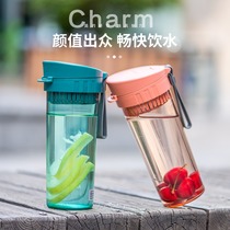 Lock and Lock plastic tritan water cup for women in summer simple with tea partition ins style casual cup student sports cup