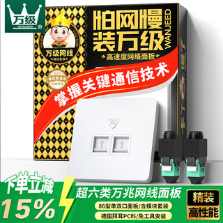 нейтральная 10G супер категория 6e неэкранированная сетевая панель гигабитный компьютерный телевизор двойной сетевой порт 86 тип сетевой кабельный разъем