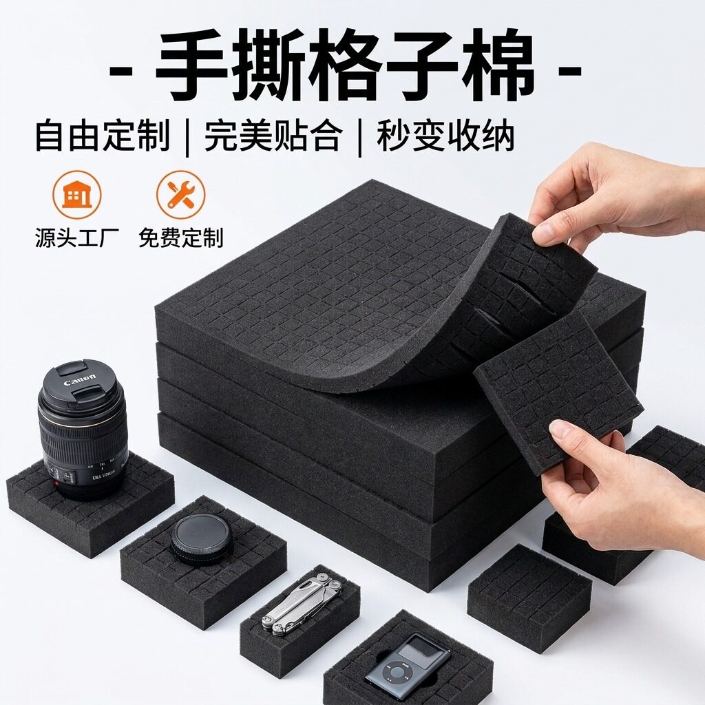 格子棉高密度海绵内衬工艺品陈列可手动掏空展示材料厂家现货直发