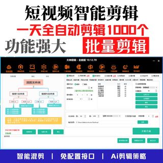 Le lot principal mélange et coupe des clips intelligents pour générer de courtes vidéos ai, synthèse entièrement automatique, doublage, logiciel de sous-titres, auto-média