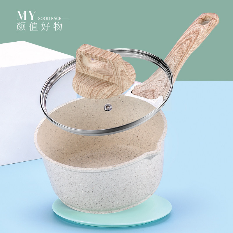 Temujin white wheat rice stone small milk pot baby food supplement pot non-stick pan decoction one baby boil porridge pot instant noodle pot