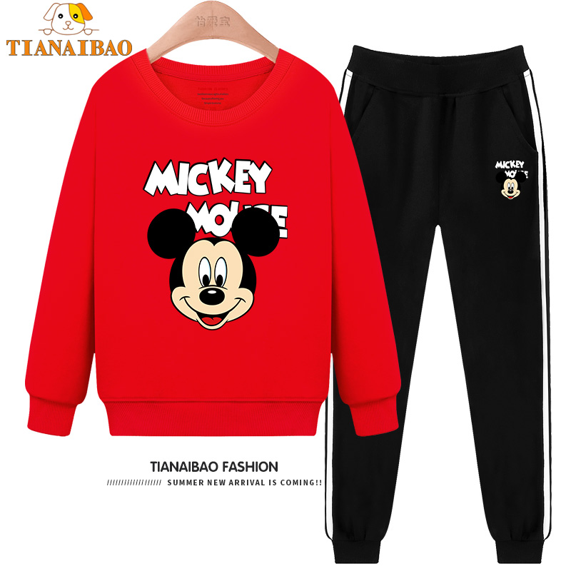 Trẻ em mùa xuân váy cô gái mới ròng đỏ phù hợp với dương yaw con quần áo trẻ em Mickey trẻ em trai giữa và trẻ lớn hơn hai mảnh bộ mùa thu.