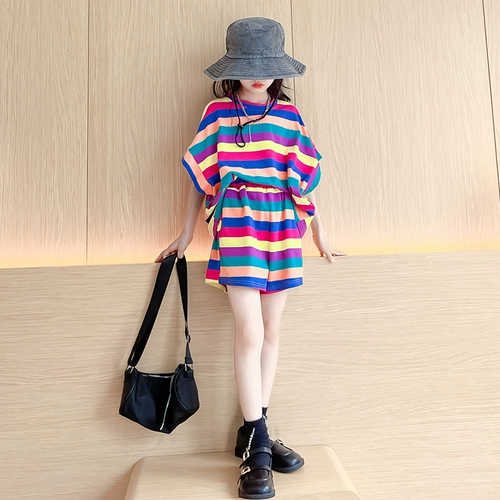 Летняя одежда, комплект, детские спортивные шорты, штаны, короткий рукав, подходит для подростков