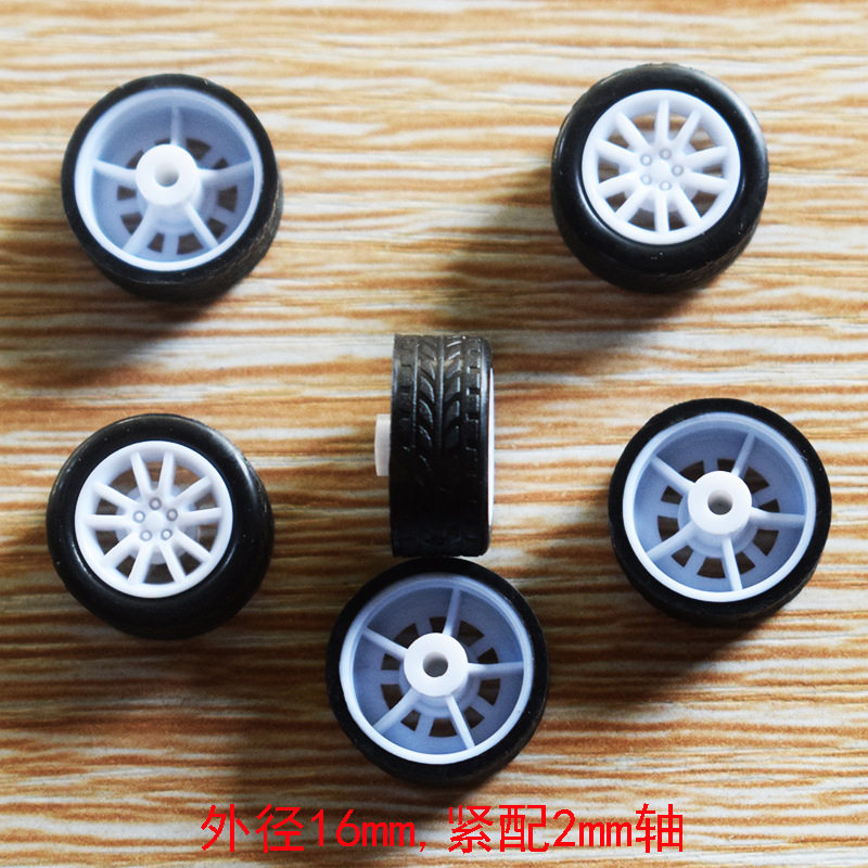 2*16 Rubber Wheel Toy Tire Micro Wheel Technology Make Plastic Wheel Toy Accessories 10pcs