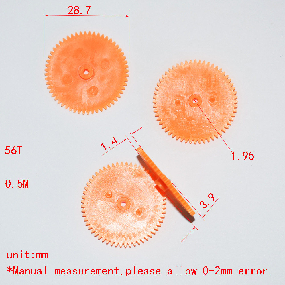 56 teeth Soft plastic gear 2 holes Motor gear Toys make parts 562A Single layer Soft gear 10