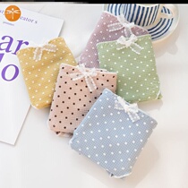 Underpants female cotton fabric student Korean version of Japanese girl wave point lace new net red waist briefs head female