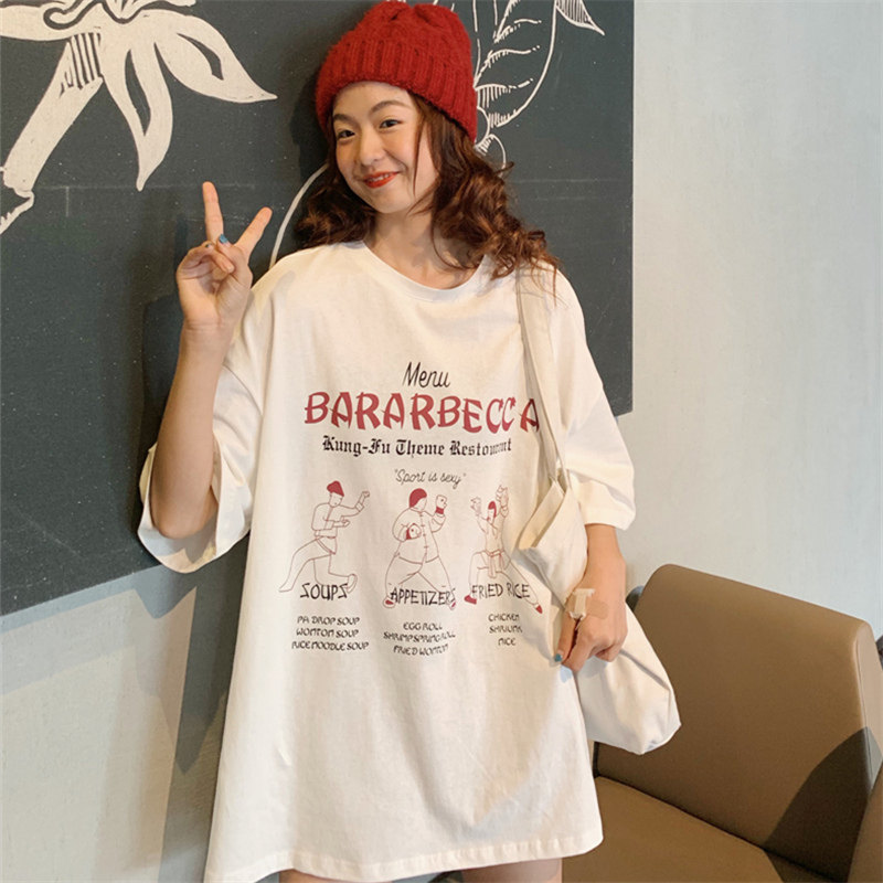 Europe and the United States BF large size t-shirt womens short-sleeved loose bf thin oversize top wild ins tide net red t-shirt