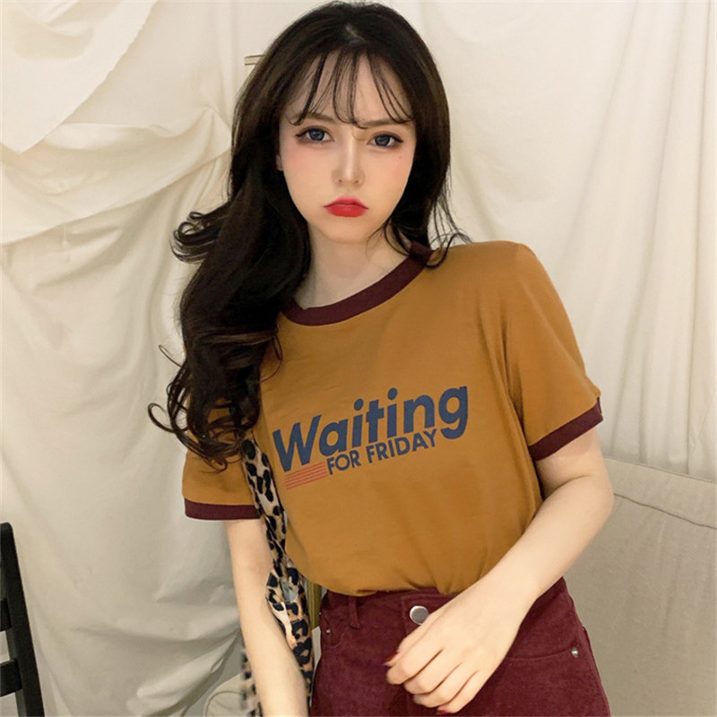 Europe 2020 summer short-sleeved t-shirt women large size ins fashion niche design sense Pop-up net red top t-shirt