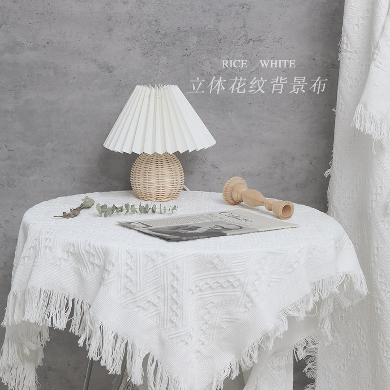 Photo Background Bouins Wind Live Tennis Net Red Photo Area Decoration Flow Sunic Cloth White Cotton Cloth Blogger Photography Props