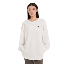 Cailanshi maternity wear spring and summer 2024 long-sleeved T-shirt Korean style loose mid-length pure cotton white bottoming top