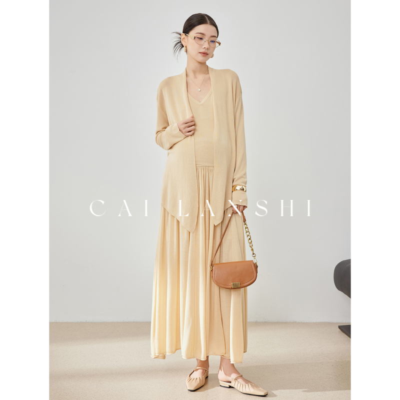 Cai Lanshi Maternity Wear 2026 Spring and Summer New Style Slimming Knit Suit Skirt Three-Piece Casual Skirt