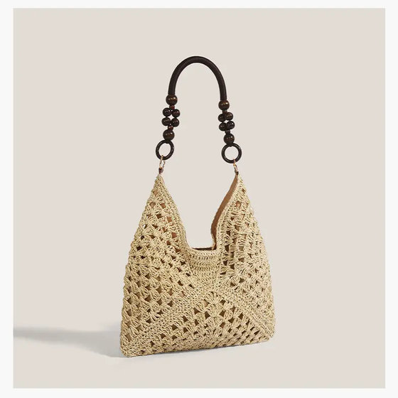 Summer Straw Woven Bag for Women 2026 New Style Seaside Vacation Beach Hollow Shoulder Tote Bag Woven Basket Bag