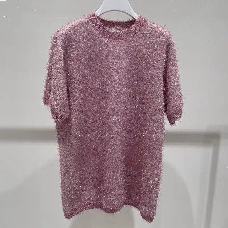 Discounted In-Stock Fashionable Versatile Knitted Dress for Women, Short-Sleeved, Round Neck, Loose Sweater Dress, 2025 Autumn and Winter New Style