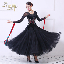 Autumn and winter new big gold velvet black national standard dance dress competition suit modern dance ballroom dance dance costume performance