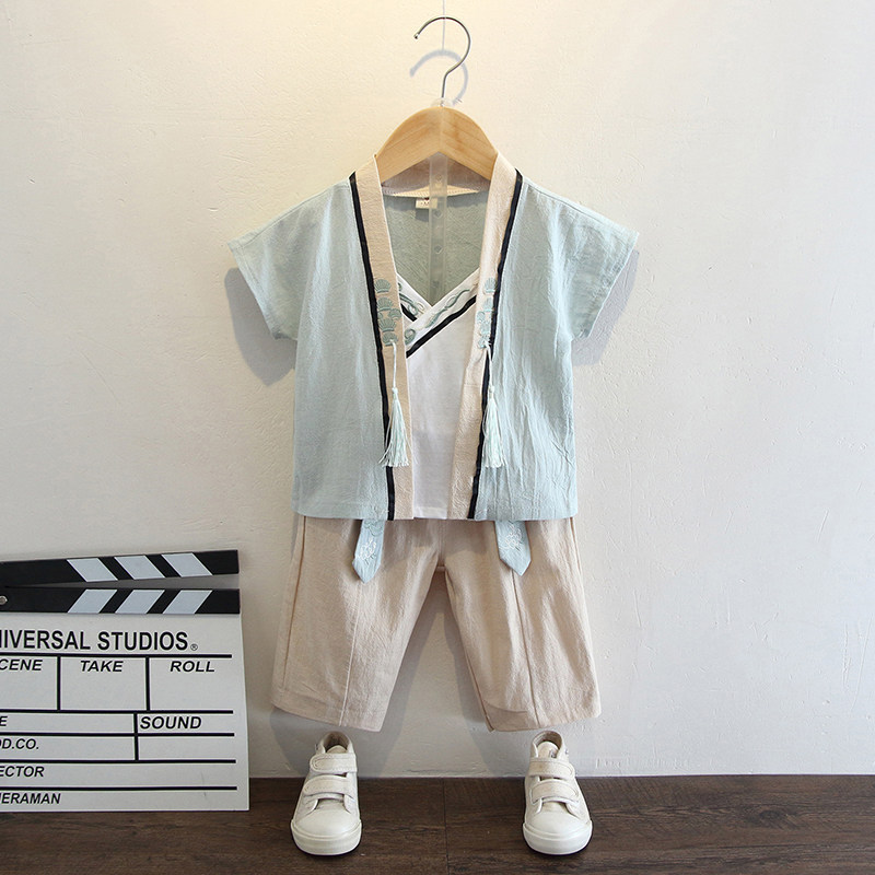 Boy Hanfu Summer Children Summer New short sleeves Tang Fashion Chinese Wind Dragon Boat Festival Costume Original Country School Less Lord Fu