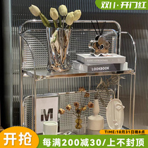 Bedside mobile rack floor ins net red medieval glass folding trolley sundries storage rack storage rack