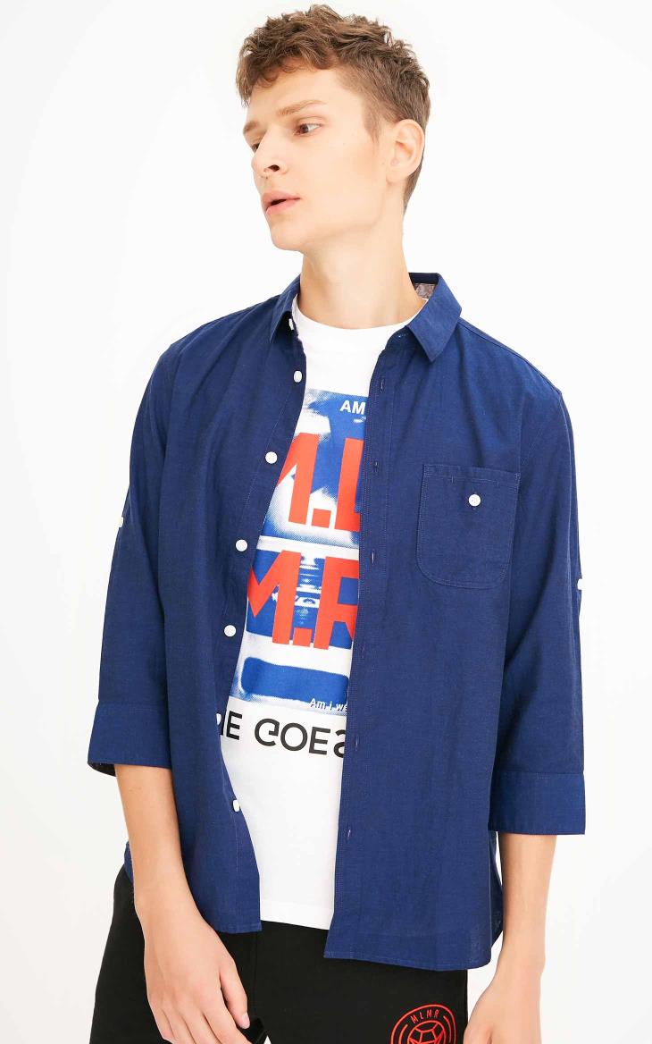 JackJones Jack Jones nam mùa thu tay áo thẳng nút áo hai lớp túi cotton 218231512 - Áo áo sơ mi nam ngắn tay công sở