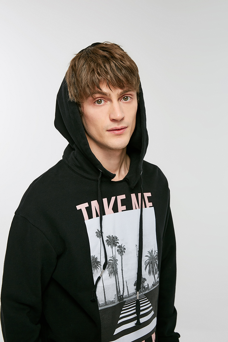 JACK JONES/杰克琼斯 男士纯棉潮流印花连帽卫衣 图1