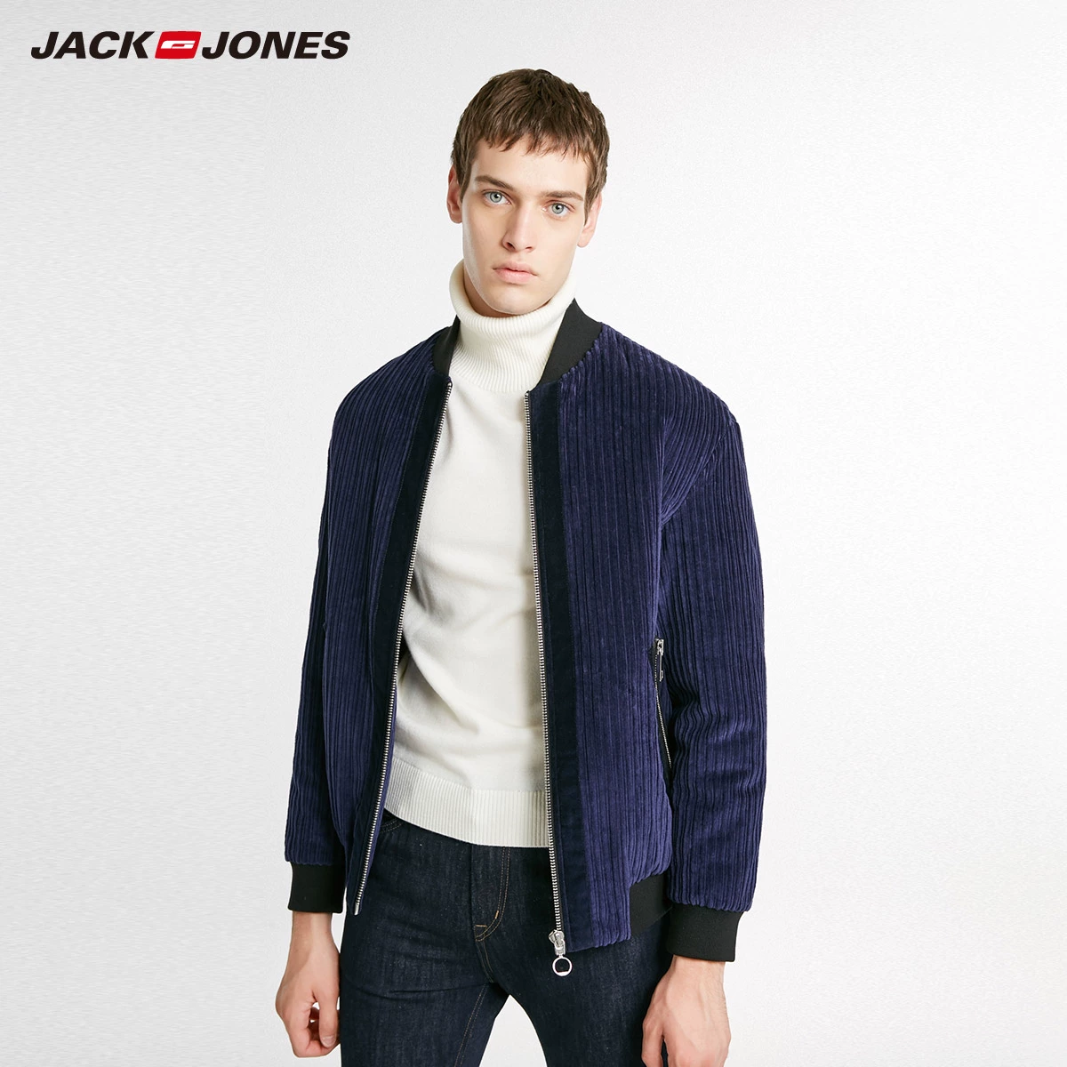 JackJones Jack Jones cửa hàng mùa xuân xu hướng giải phóng mặt bằng cotton cổ áo bóng chày giản dị cotton ngắn - Đồng phục bóng chày