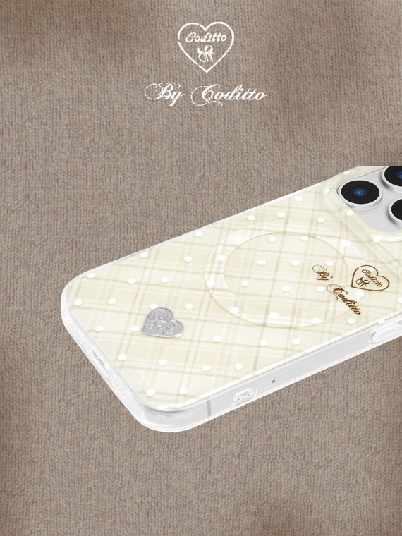 Coditto Phone Case Coditto Girls Minimalist Black Polka Dot MagSafe Heart Charm Phone Case ...