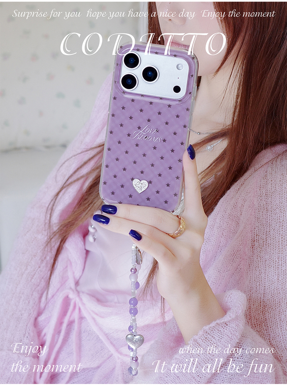 Coditto Phone Case coditto Original Purple Star Dot Pattern Love Blooms Phone Case for ...