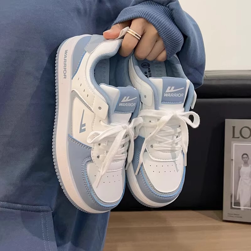 Warrior Sky Blue White Sneakers for Men, Versatile Trendy Shoes, 2026 New Model, Summer Breathable Thick-Soled Height-Increasing Casual Sneakers