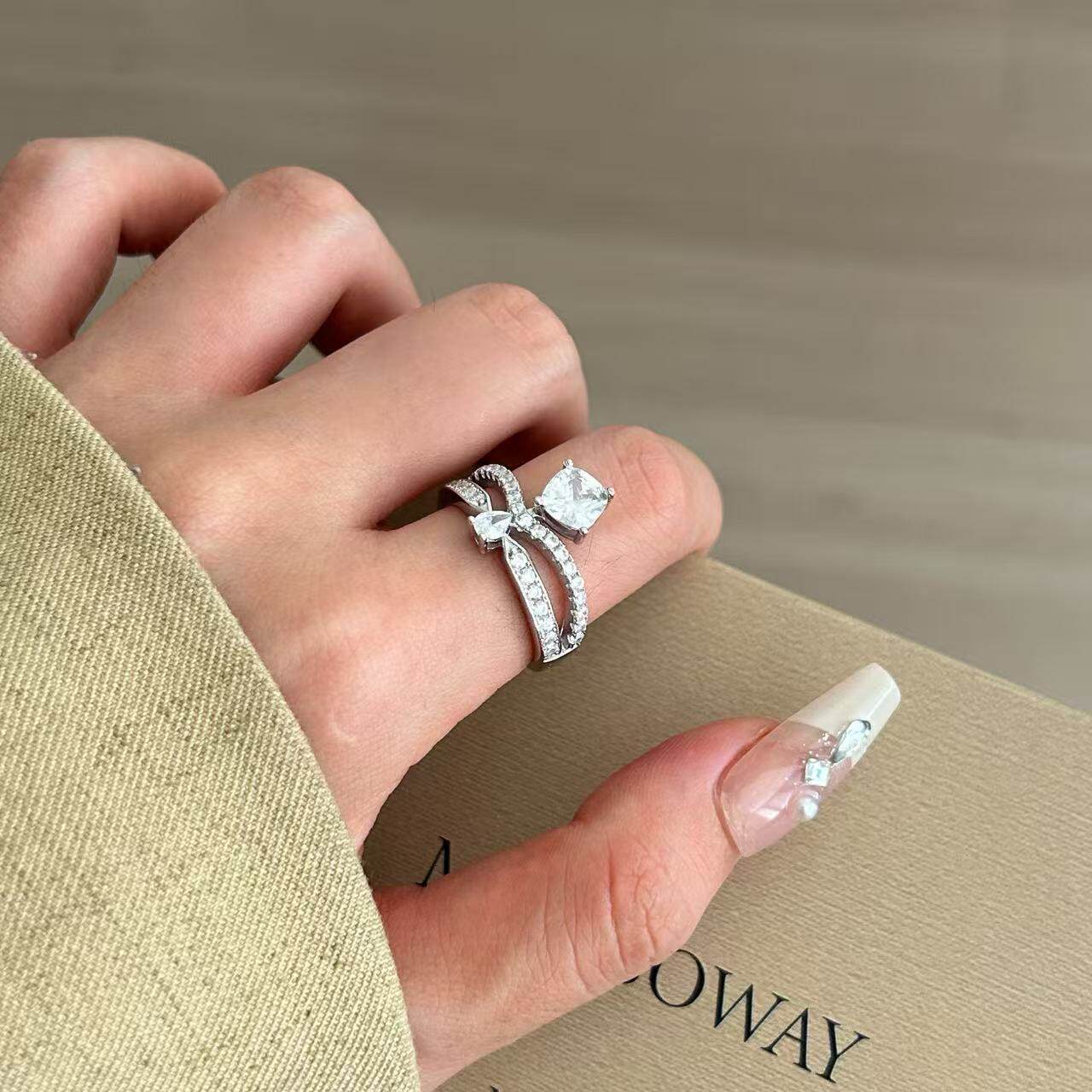925 sterling silver princess crown square diamond ring for women light luxury