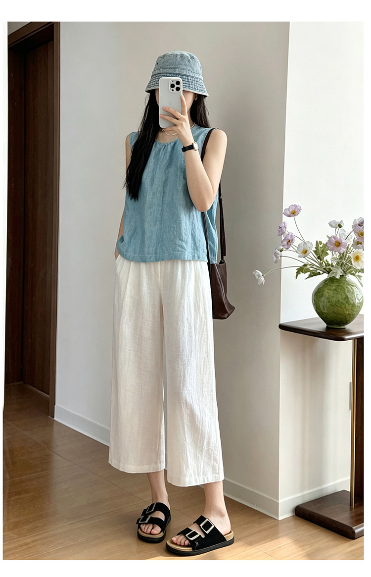 Maternity Cotton and Linen Pants for Summer, Thin Style, 2026 New Model, Small Size, Belly Support, Linen Wide-Leg Pants for Summer Wear — 22