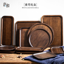 Jiahe household tea tray Chinese living room bamboo wood dry bubble tray Nordic rectangular dry bubble table round tray