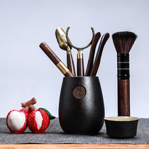 Black sandalwood tea ceremony six gentlemen set kung fu tea accessories 6 gentleman collection solid wood tea tools purple sand tea pet
