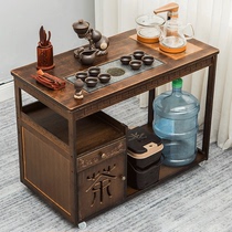 Mobile tea car balcony tea table living room wheel tea cabinet kung fu tea set full automatic kettle