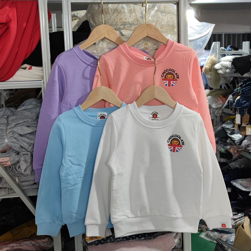 Nengdouzijia children's clothing 8 9 children's round neck simple monkey sweater four colors