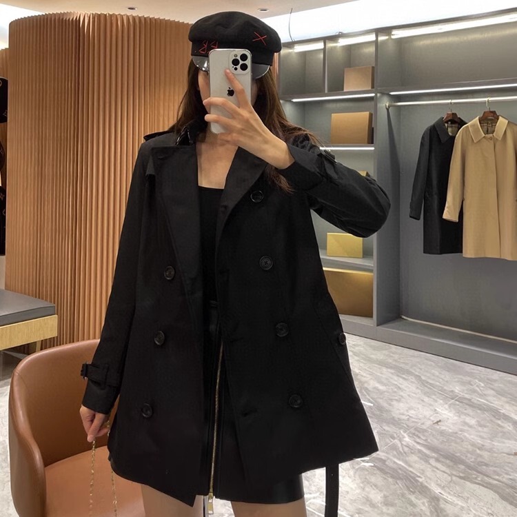 Autumn Women's Short Kensington Trench Coat 2025 Classic British Style Waist-Cinching Slim-Fit Petite Pure Cotton Jacket