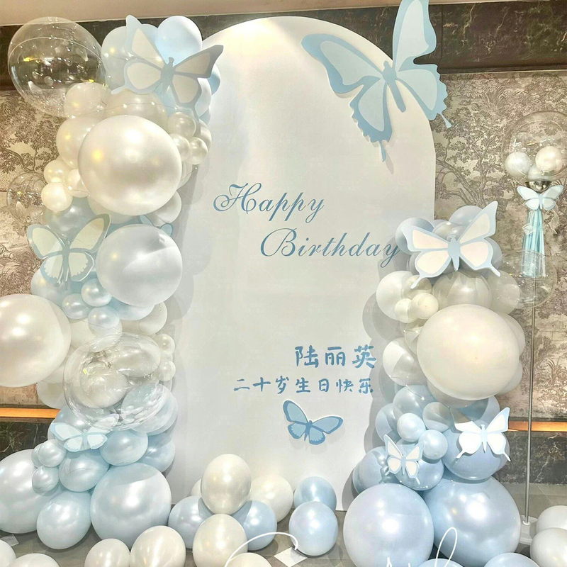 Blue Butterfly 18-Year-Old Coming-Of-Age Ceremony Scene Setup Balloon Decoration Girl's Birthday Party Atmosphere Kt Board Background Wall