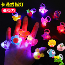 Luminous ring flashing ring children cartoon ring color changing finger light flashing hairclip night market wide batch hot sale