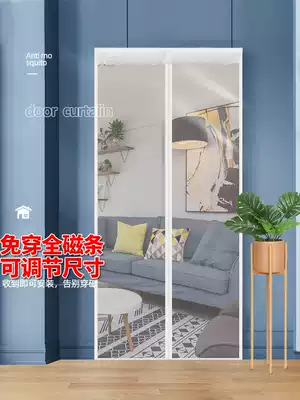 Full magnet strip windproof and cold-proof air conditioning door curtain partition kitchen fume-free perforated bedroom household transparent self-priming plastic