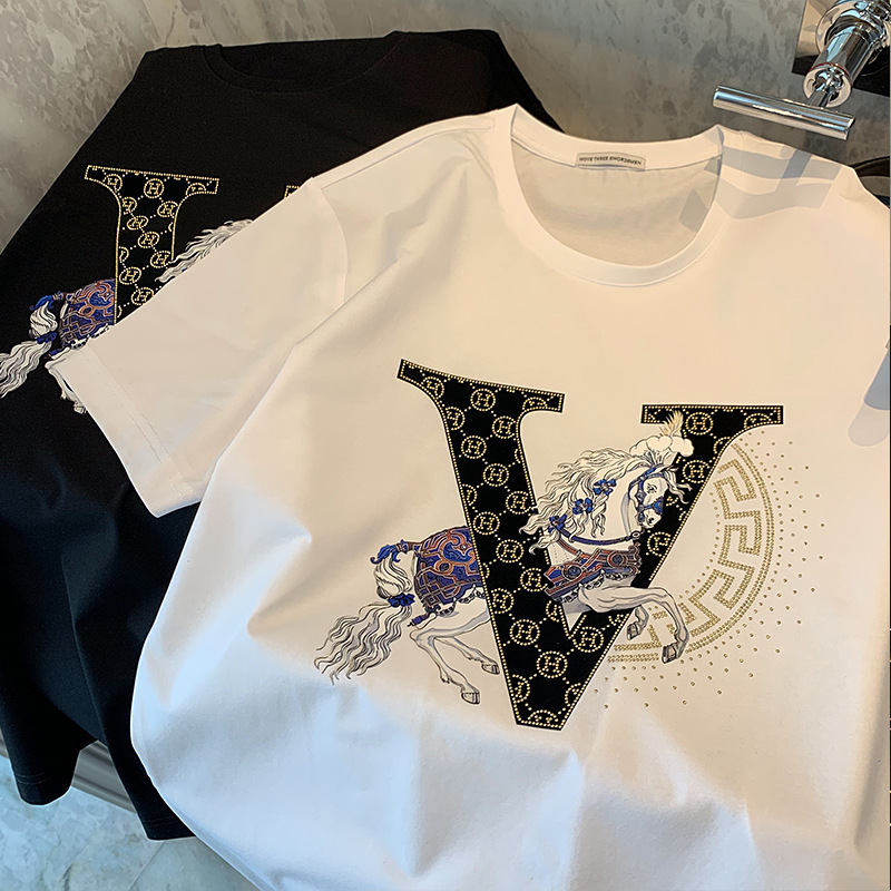 Compatible with Hermès Collaboration European Edition Short-Sleeve Men's 2026 Summer New Ice Silk T-Shirt for Men