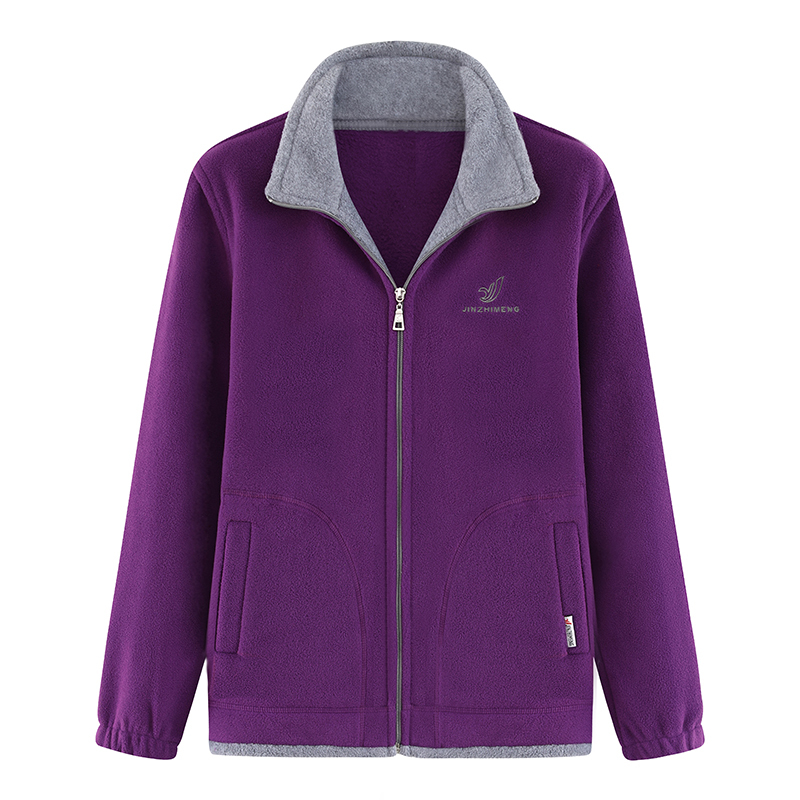 50-Year-Old Middle-Aged Women's Fleece Outdoor Sports Jacket, Middle-Aged Sweatshirt, Long-Sleeve Camel Fleece Top