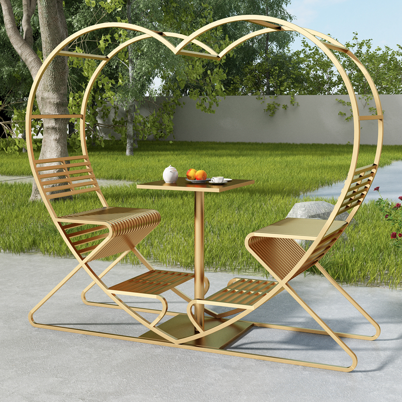 Outdoor Heart Swing Chair, Courtyard Decorations, Scenic Spots, Internet Celebrity Attractions, B&B Decorations, Restaurant Couple Heart-Shaped Tables and Chairs