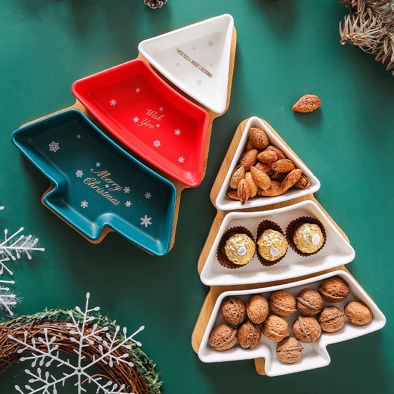 Scandinavian ins Creative Christmas Tree Tray Snack Plate Nut and Dried Fruit Display Plate Tableware Simple Home Use