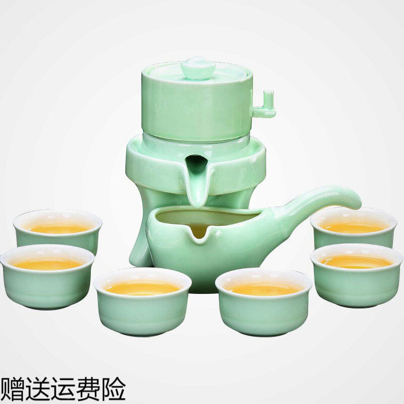 Stone-milled semi-automatic Kung Fu tea set home Taoist household celadon teapot ceramic teacup lazy tea maker