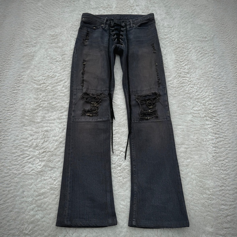 Ifsixwasnineblackmudmaxpiercedbootcutjeans Perforated Straight-Leg Jeans